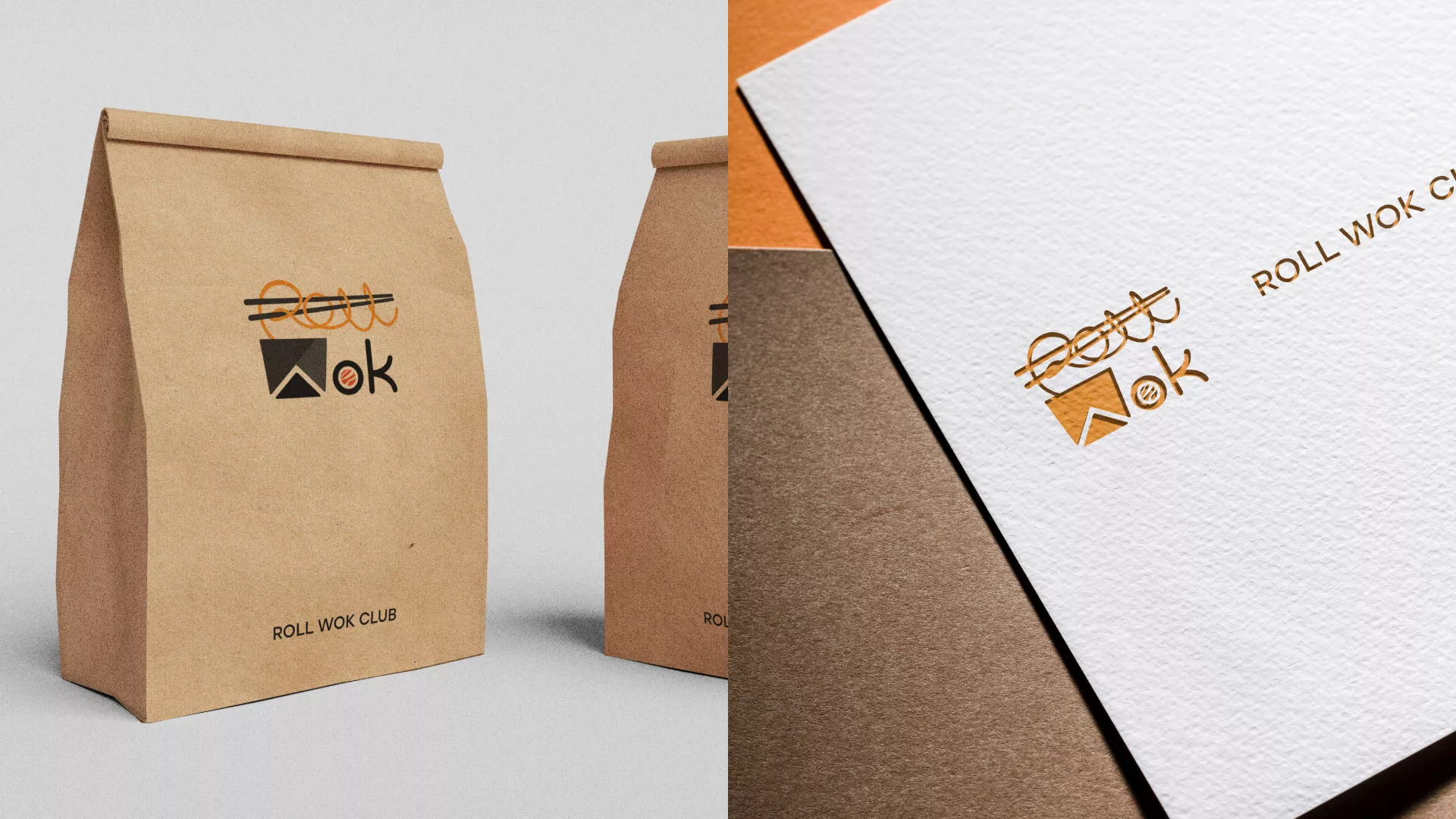 Разработка логотипа суши-бара «Roll Wok Club» в Щелково